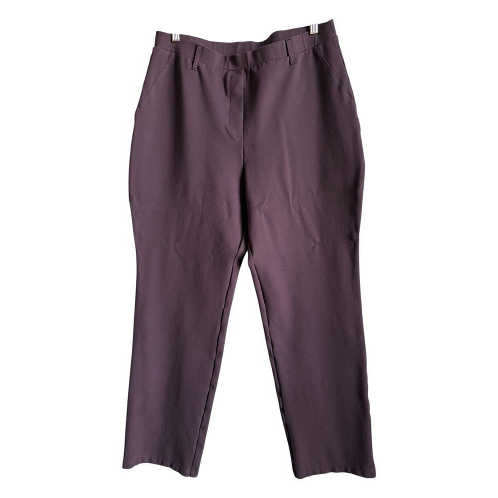Quince Ultra Stretch Ponte Tapered Pants Plum Purple Workwear Trouser Casual XL